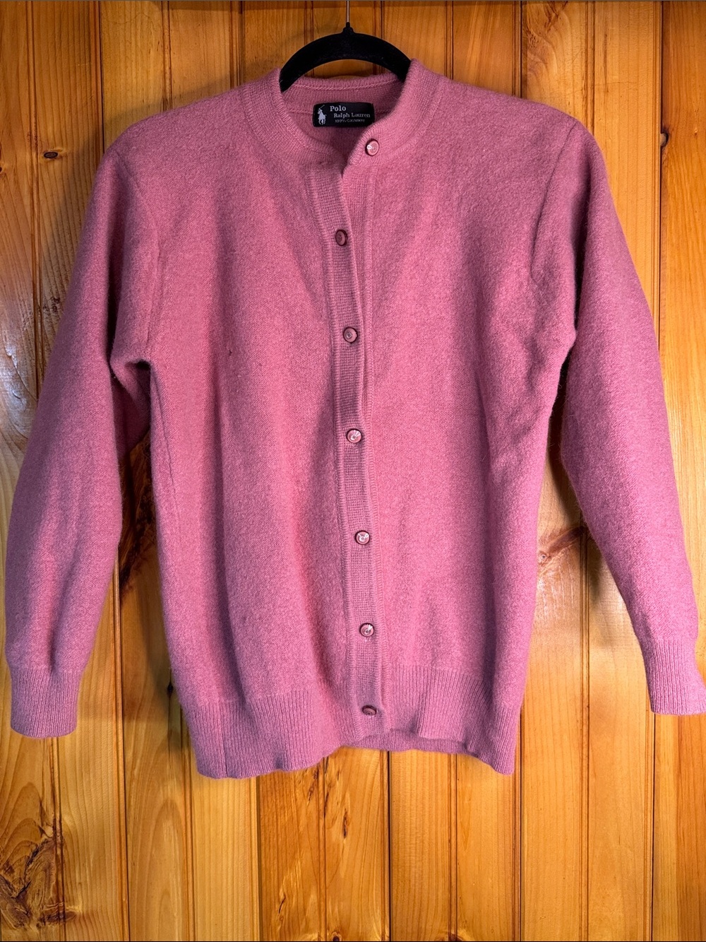 Polo by Ralph Lauren Vintage Black Label Dusty Rose Button-Up Cashmere Cardigan - Picture 1 of 12